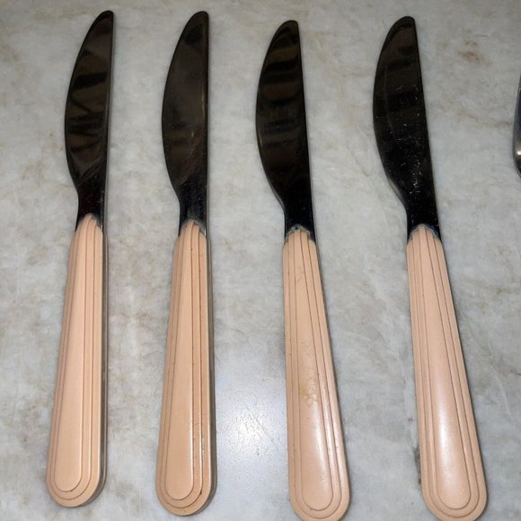 JAZZ Dining Vtg 5s Jazz Stainless Flatware Korea Plastic Handle Art